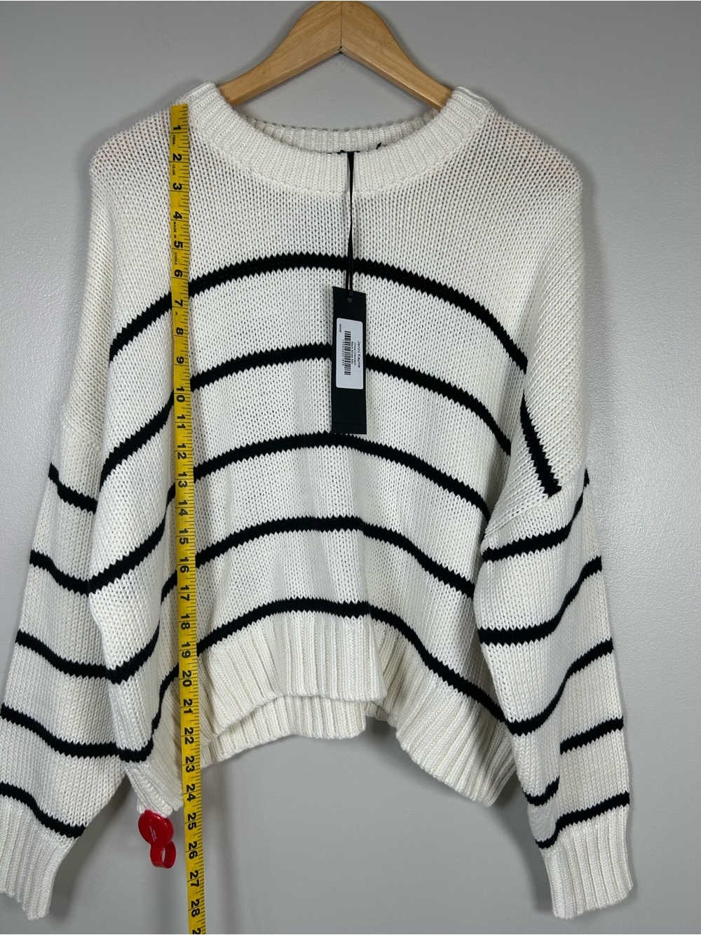 Jenni Kayne Chloe Striped 100% Cotton Crewneck Sweater Ivory Black NWT - Picture 13 of 14